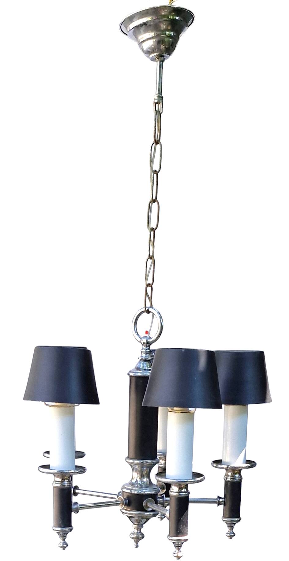 40s pendant chandelier with metal lampshades