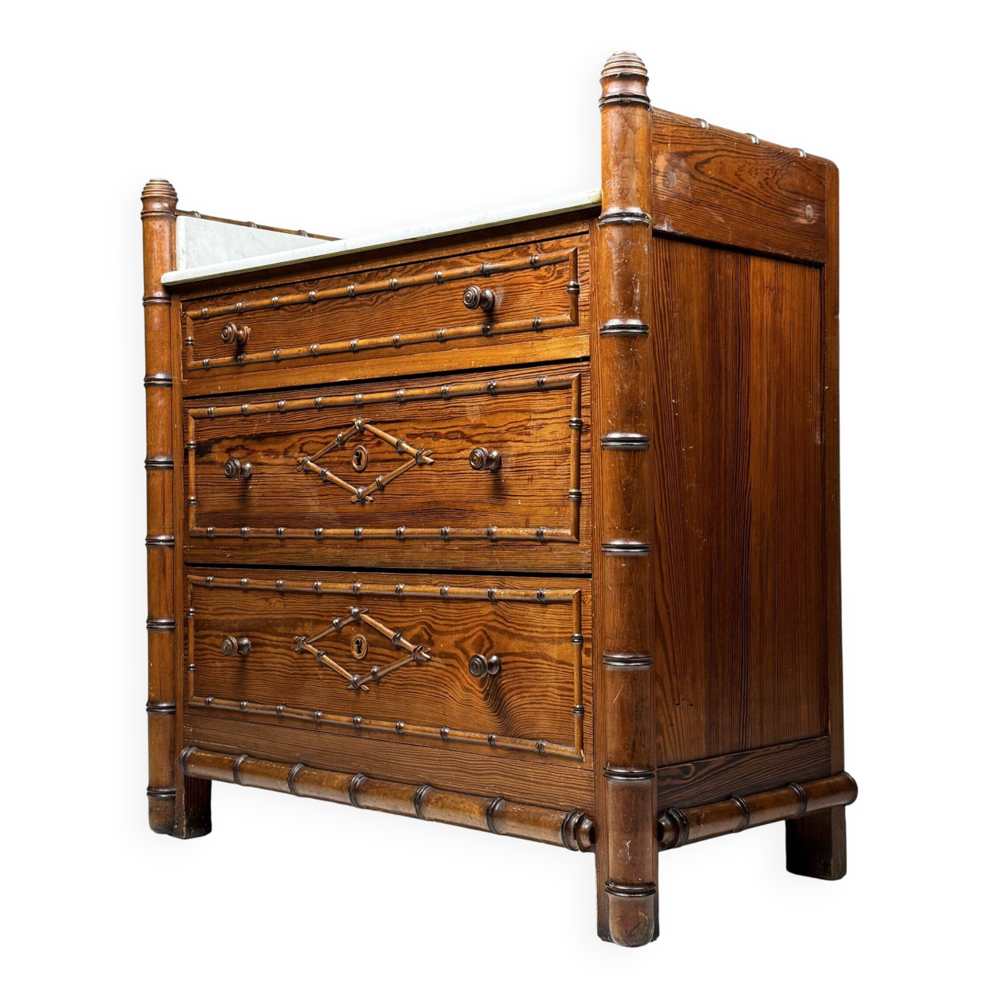 Faux bamboo chest of drawers 1900