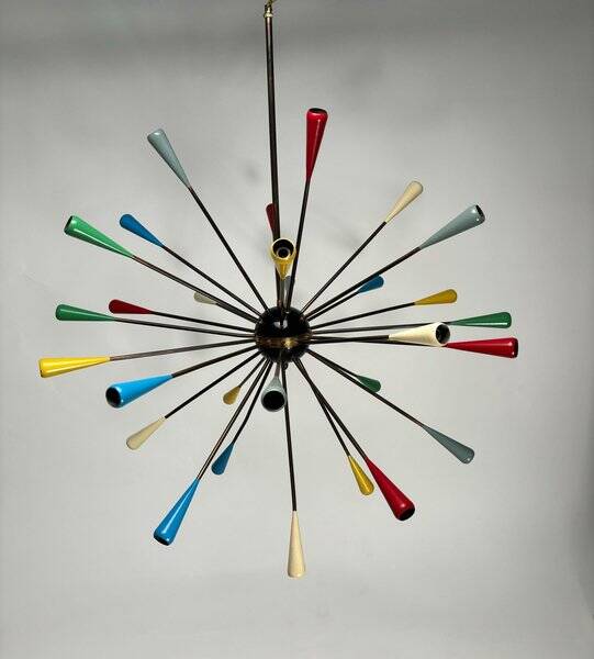 Mid-Century Sputnik Chandelier attributed to Stilnovo, Italy, 1950s