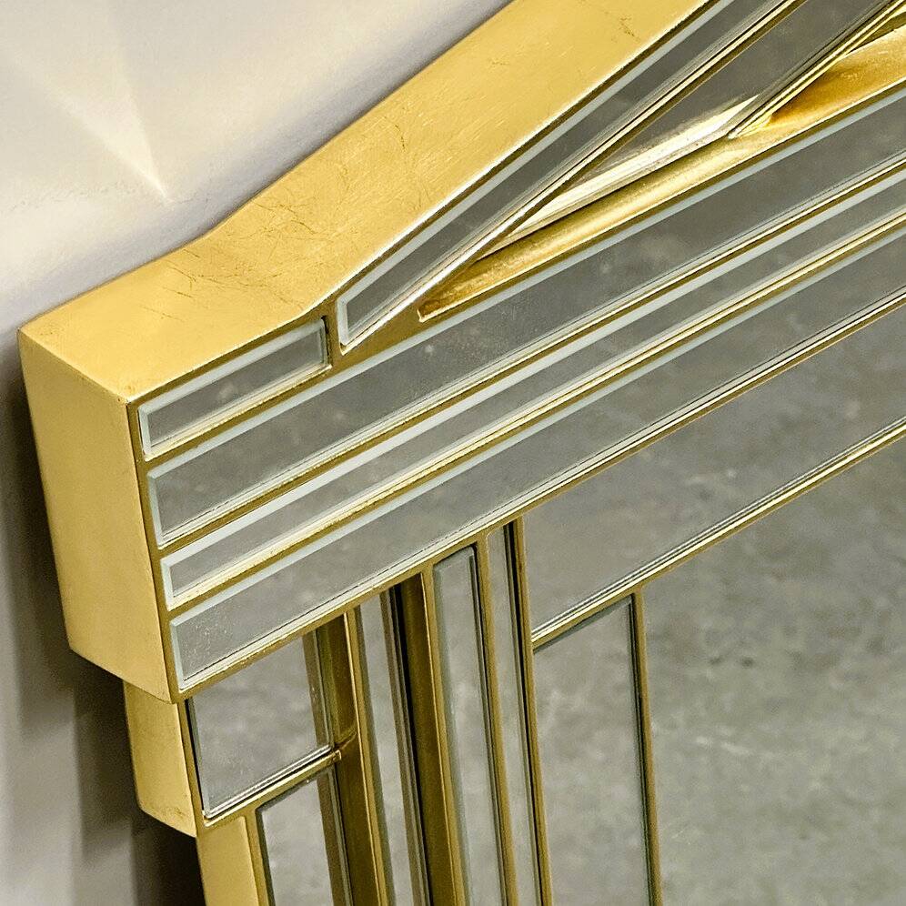 Large vintage horizontal Hollywood Regency mirror by De Knudt, Belgium 1980s.