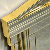 Large vintage horizontal Hollywood Regency mirror by De Knudt, Belgium 1980s.