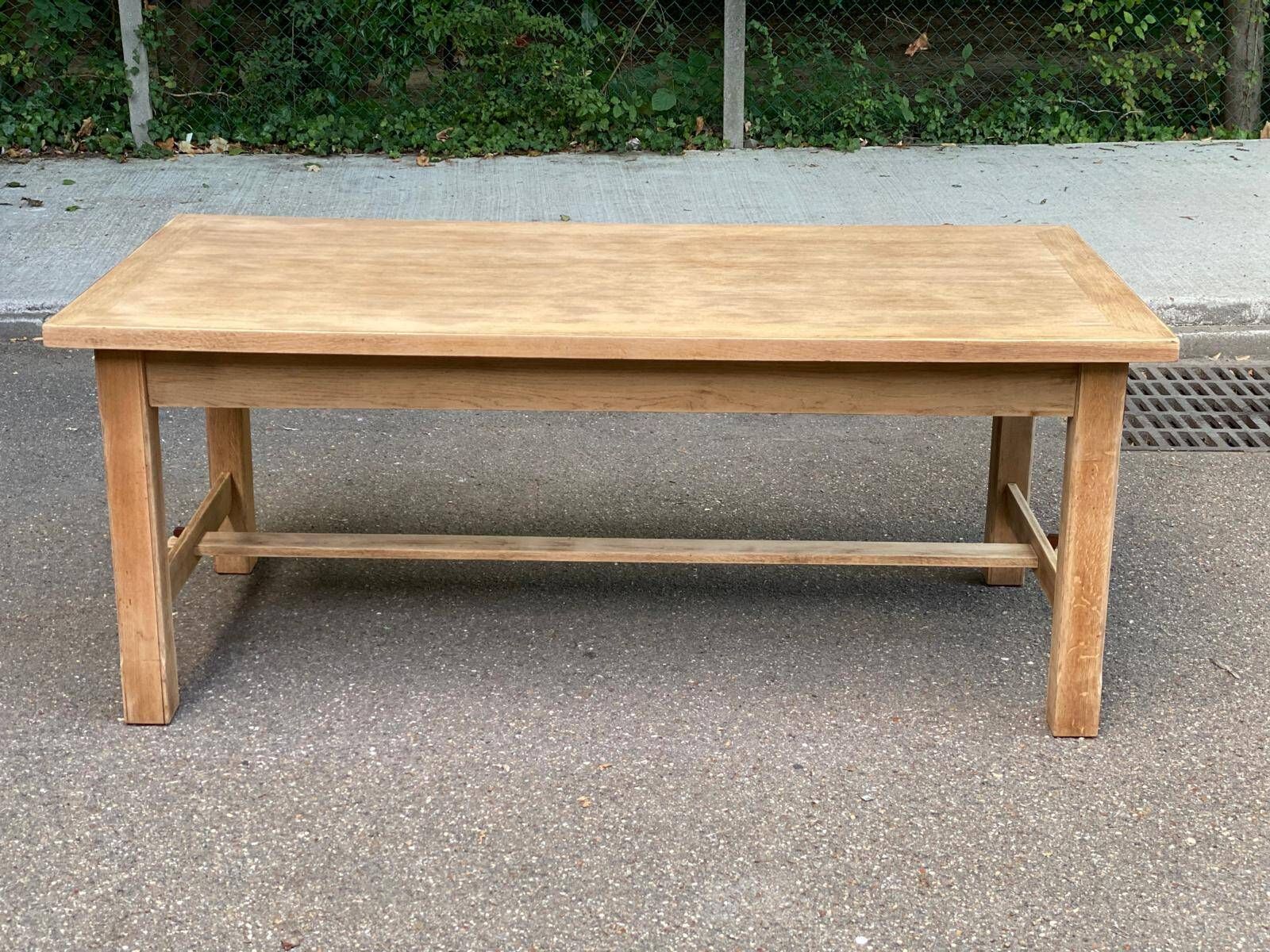 Renovated farmhouse dining table in raw wood from the 20th century 185cm