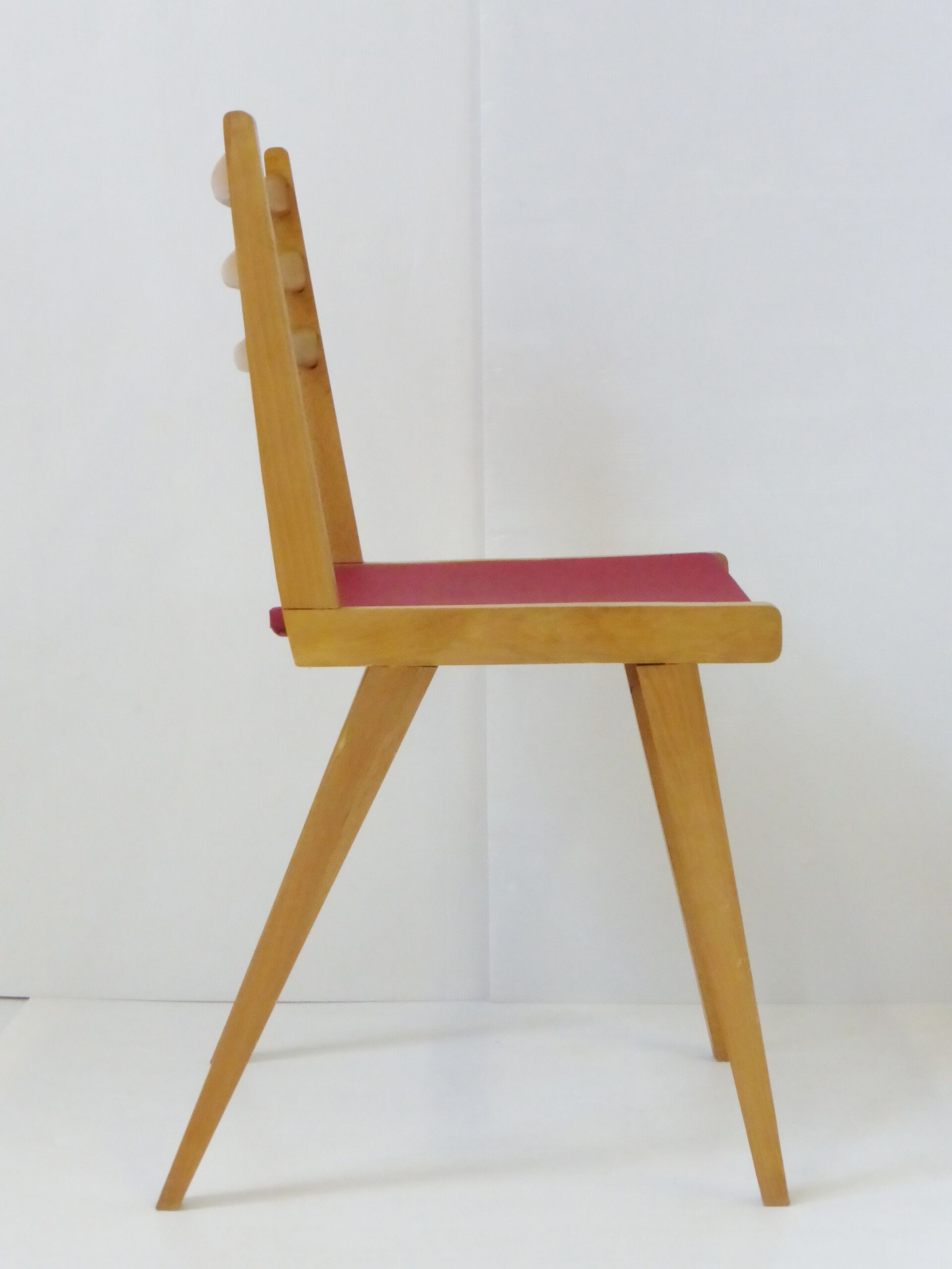 Set of 4 chairs Bistro zazu red vintage oak French mid-century modern chairs