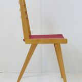 Set of 4 chairs Bistro zazu red vintage oak French mid-century modern chairs