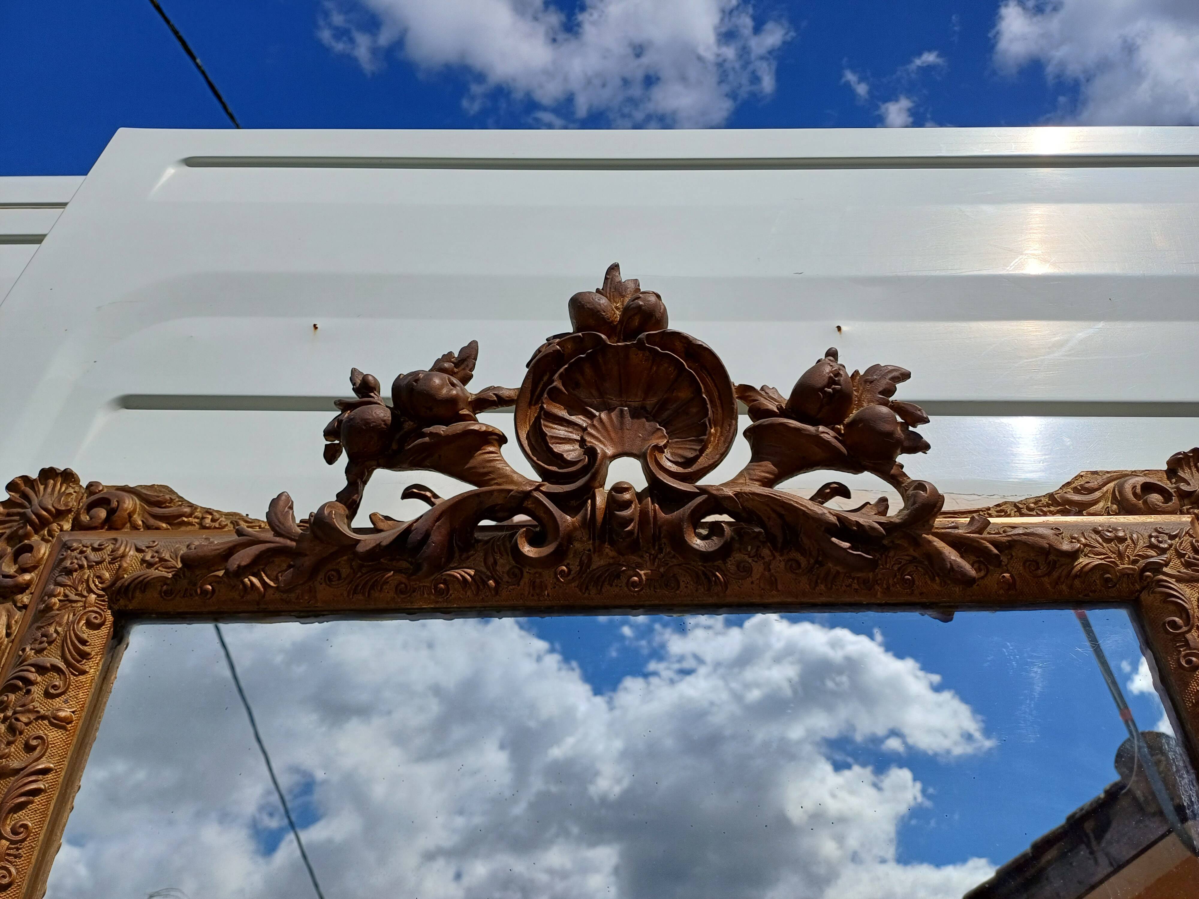 Miroir de Cheminée 19 éme en Bois et Stuk Doré