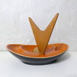 old ceramic and asymmetrical wood pipe ashtray
