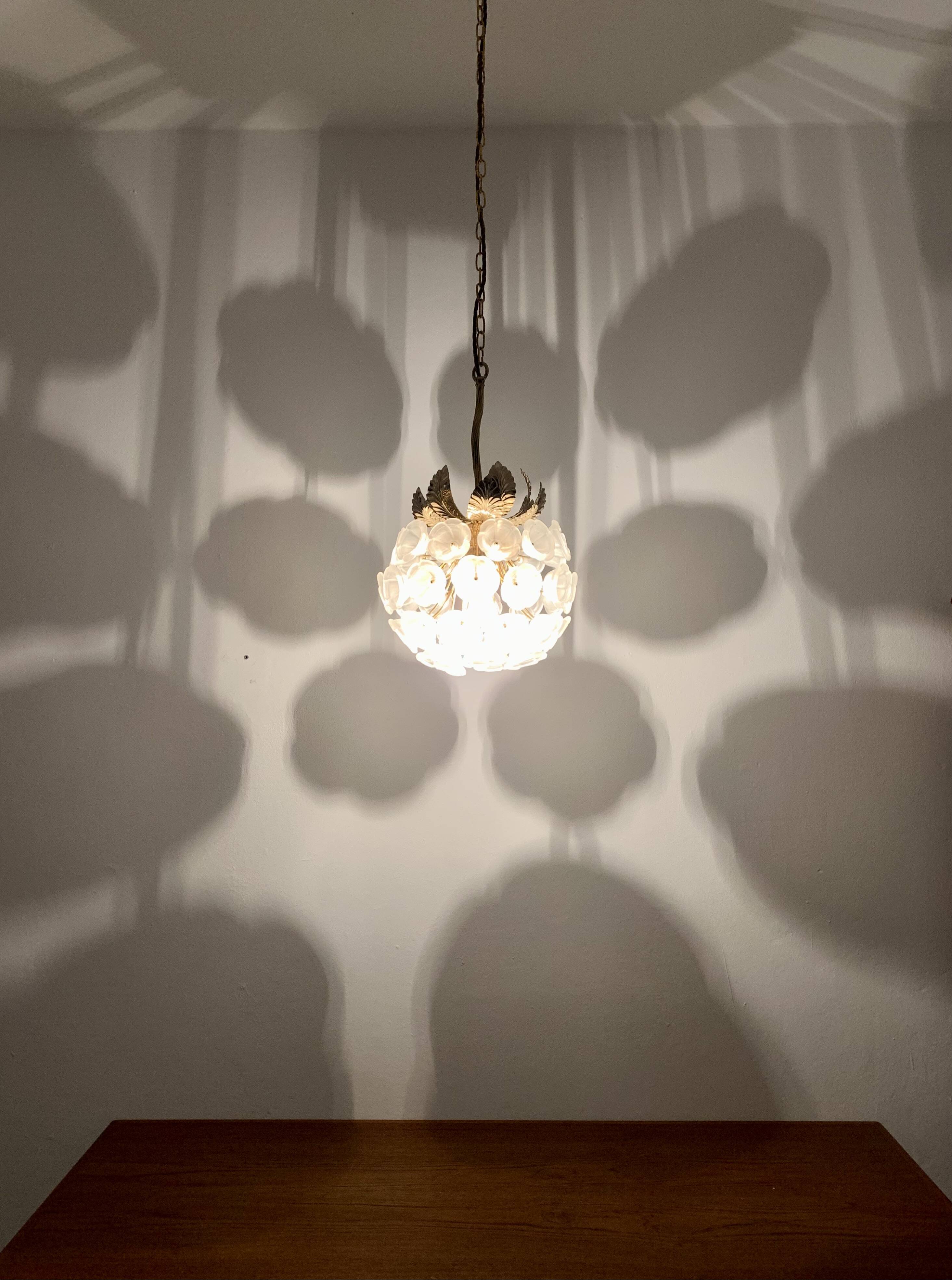 Floral Crystal Glass Chandelier by Ernst Palme