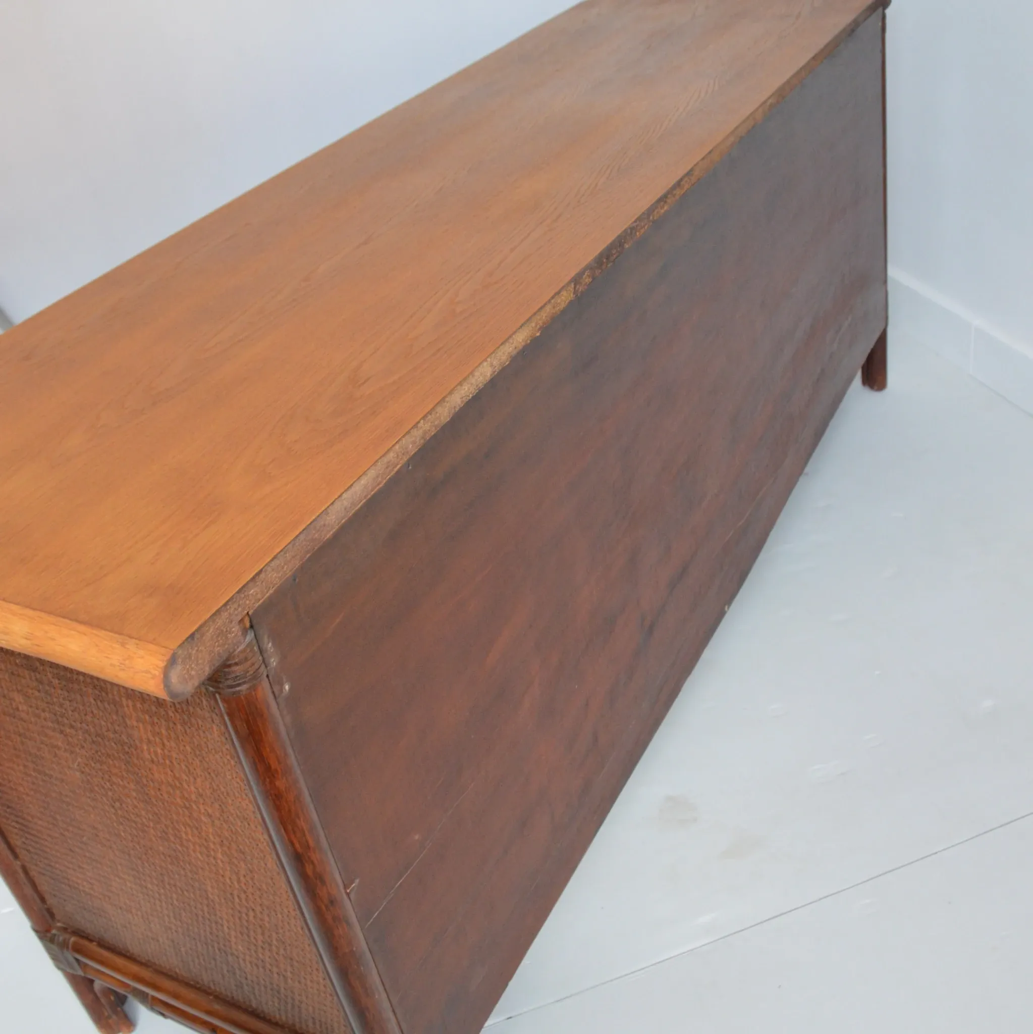Buffet / Wooden and rattan sideboard 1960s / 1970s vintage