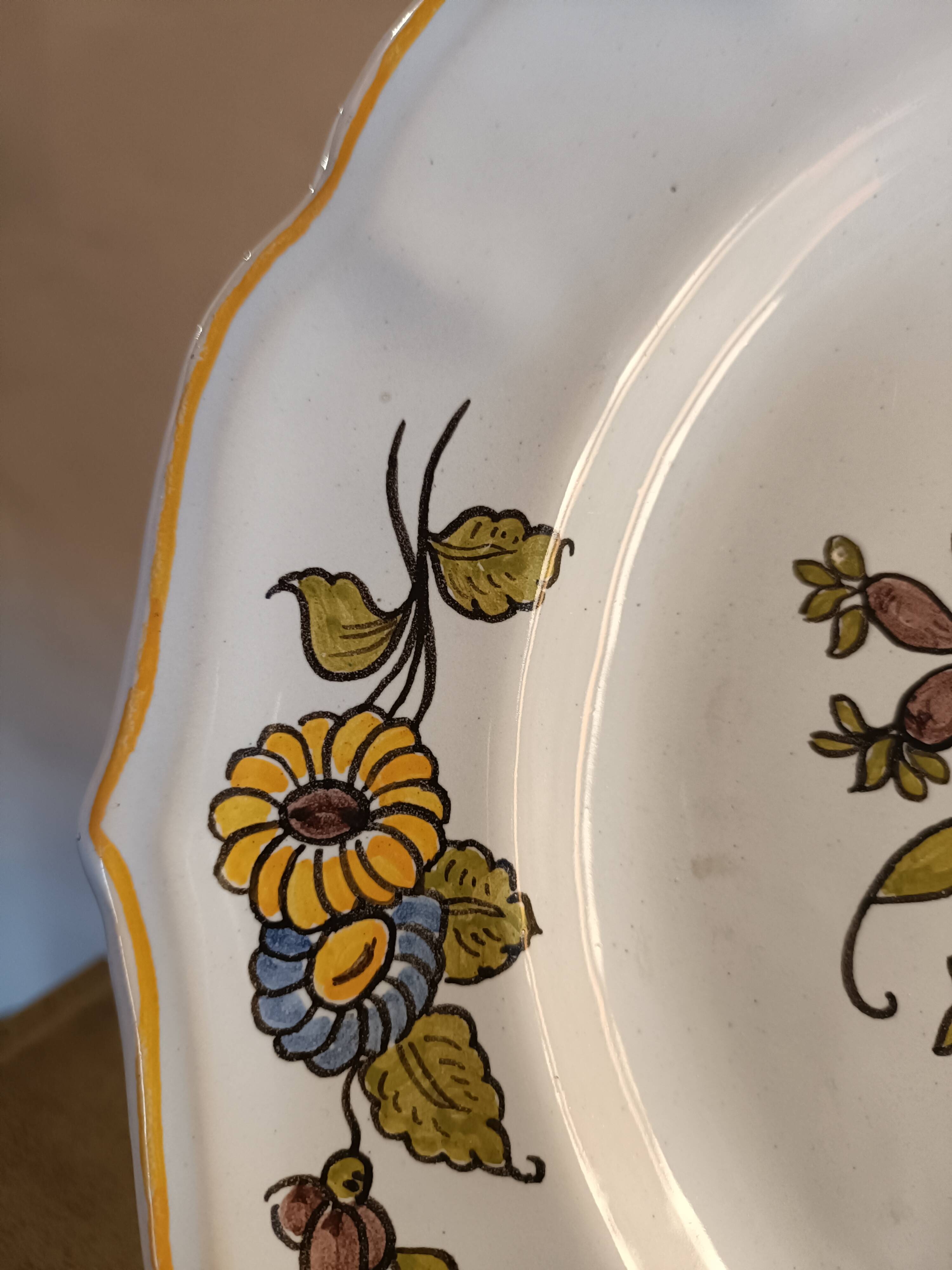 Large antique plate in Meillonnas faience