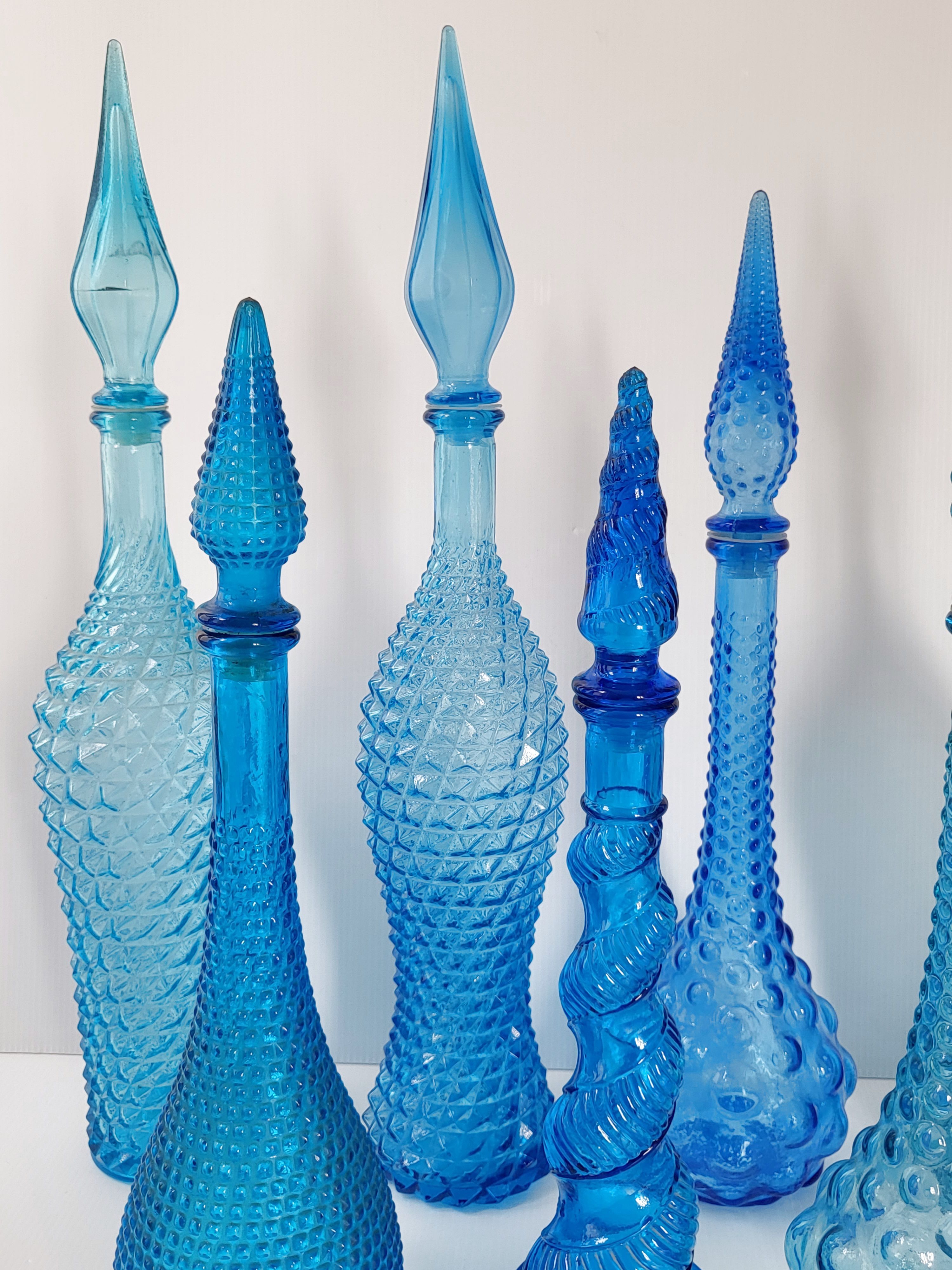 Set of 21 vintage Empoli decanters