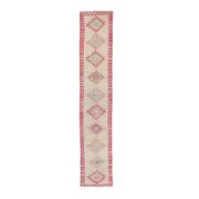 Pink Vintage Turkish Hand-Knotted Tribal Runner 74x391