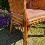 Mc Guire style armchair in rattan and caning from the 1980s.