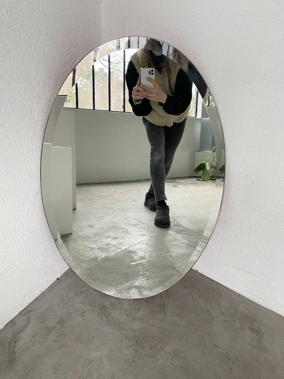 1950s oval beveled mirror