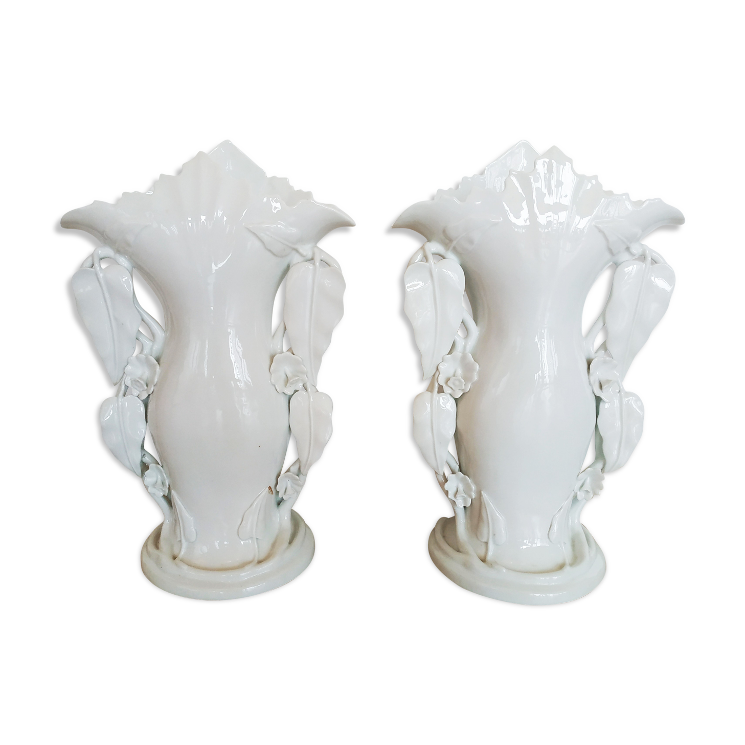 Pair of large vases of brides / cone vases 45 cm high