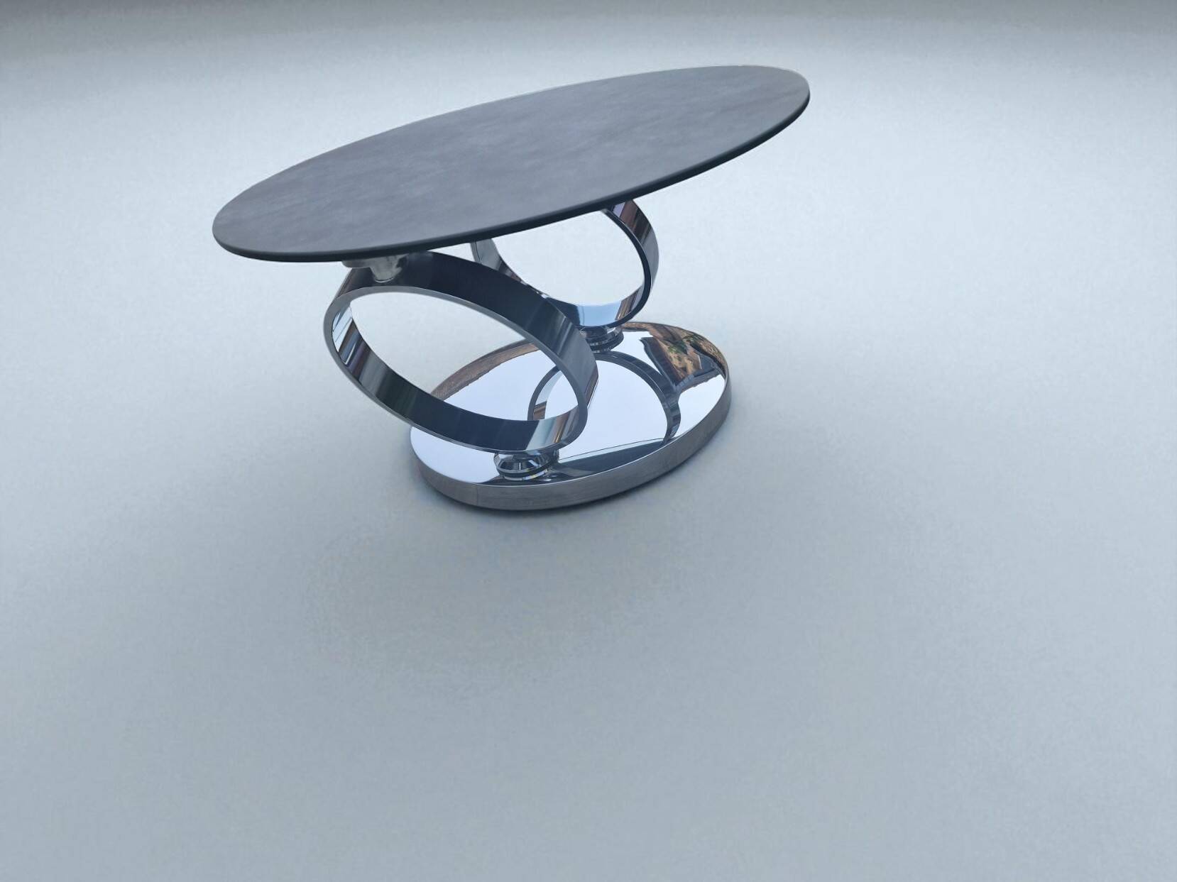 Olympe table with swivel tops in glass and gray ceramic
