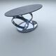 Olympe table with swivel tops in glass and gray ceramic