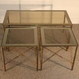 A triptych of tables, brass, 1970