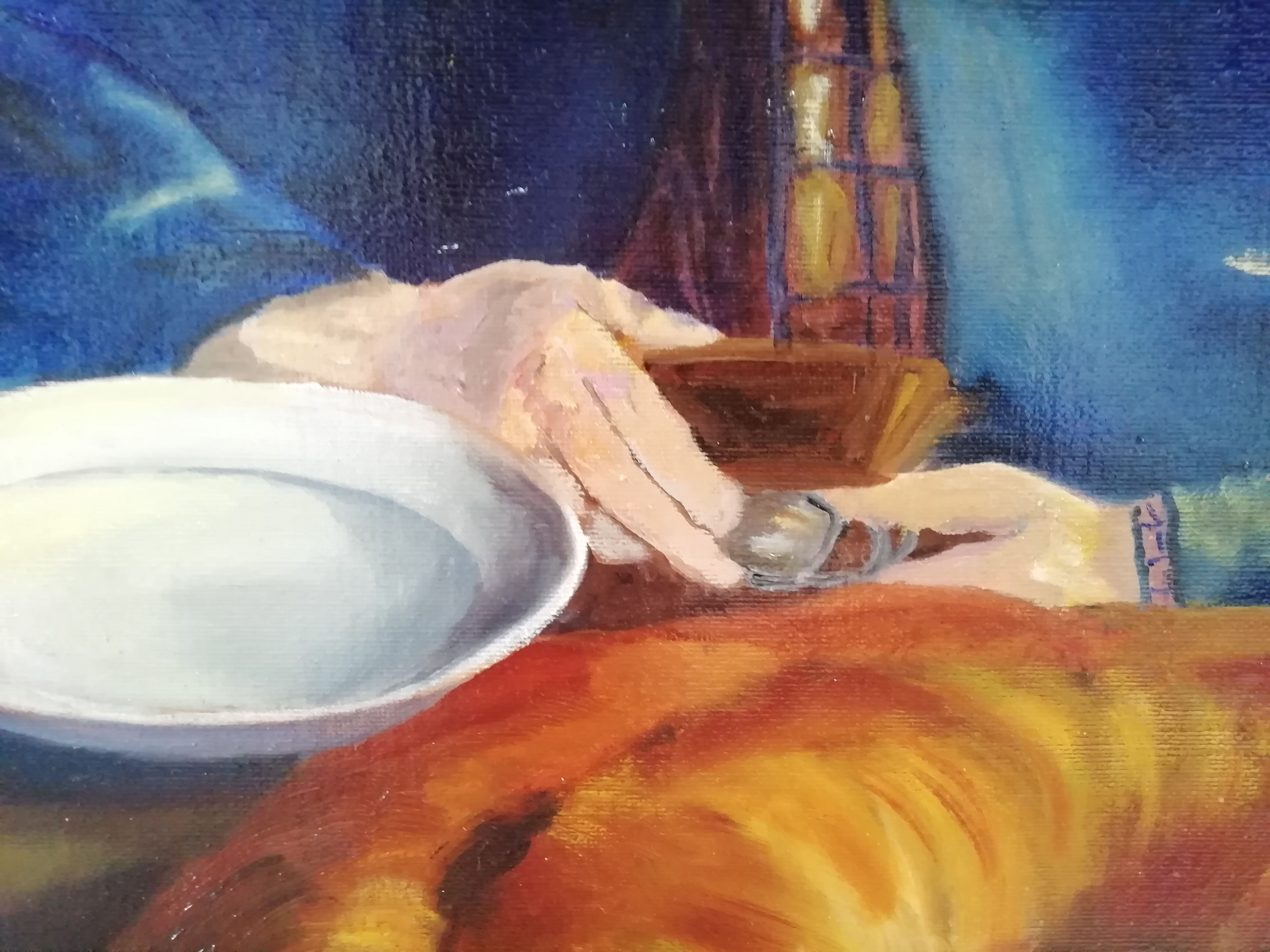Huile sur toile vieil homme