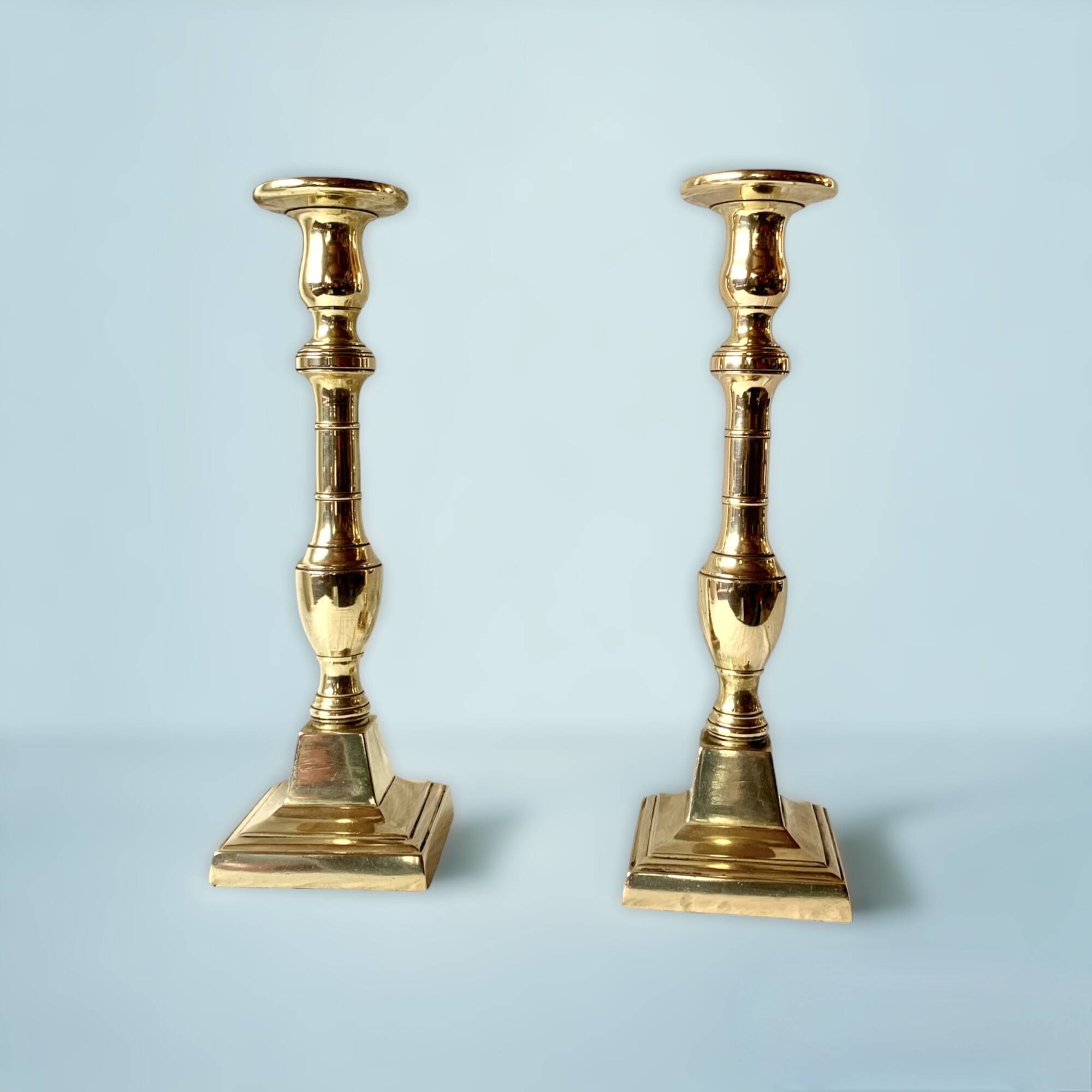 Pair of antique brass candlesticks