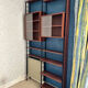 Modular Scandinavian library shelves - lacquered mahogany metal 1970