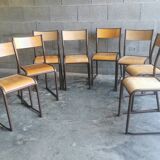 Series of 8 stackable vintage chairs