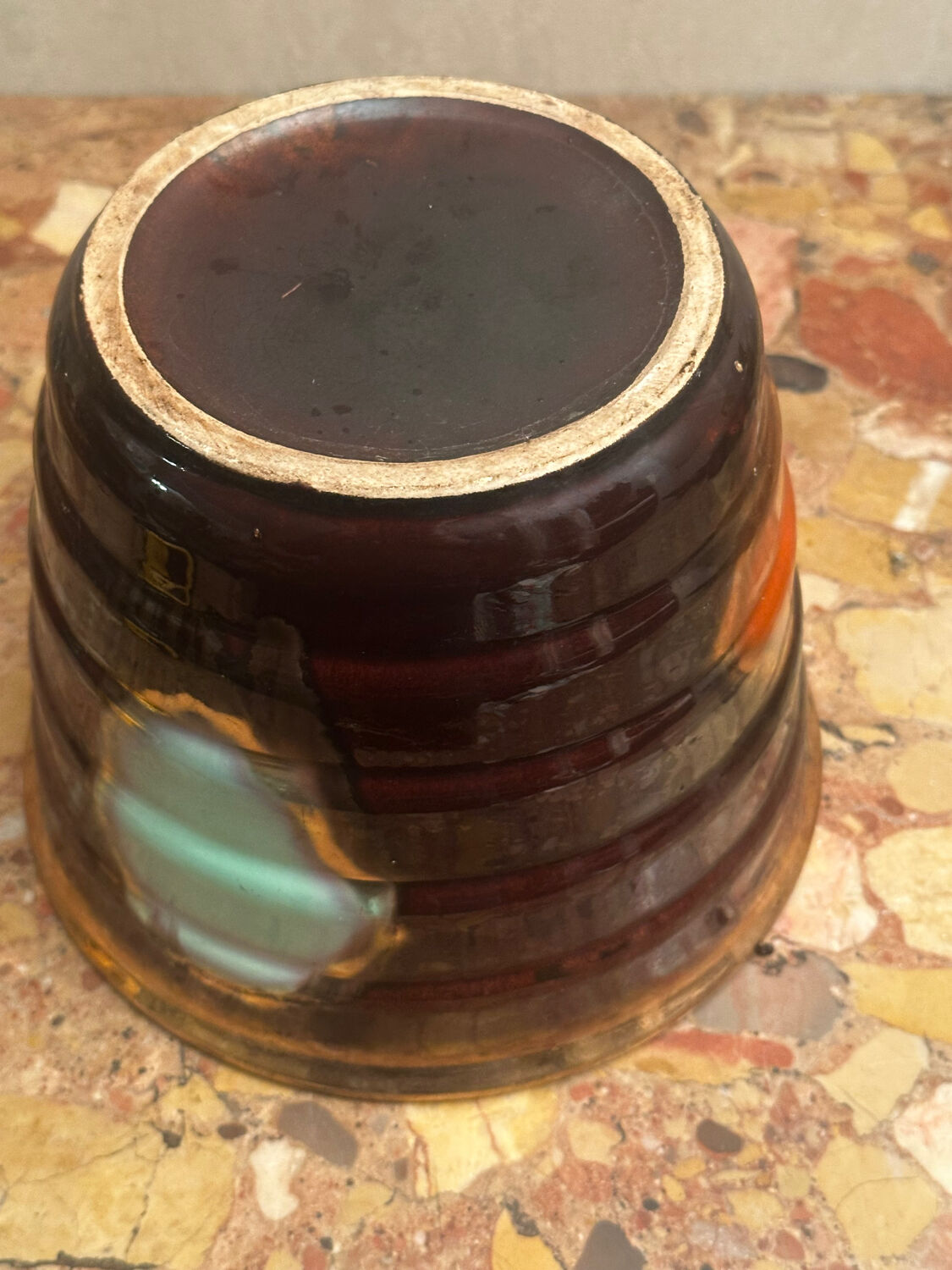 Vintage ribbed ceramic cache pot