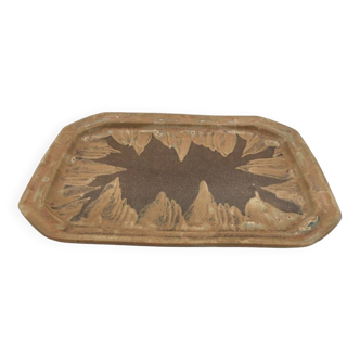 Rectangular DENBAC flamed stoneware tray, early 20th century