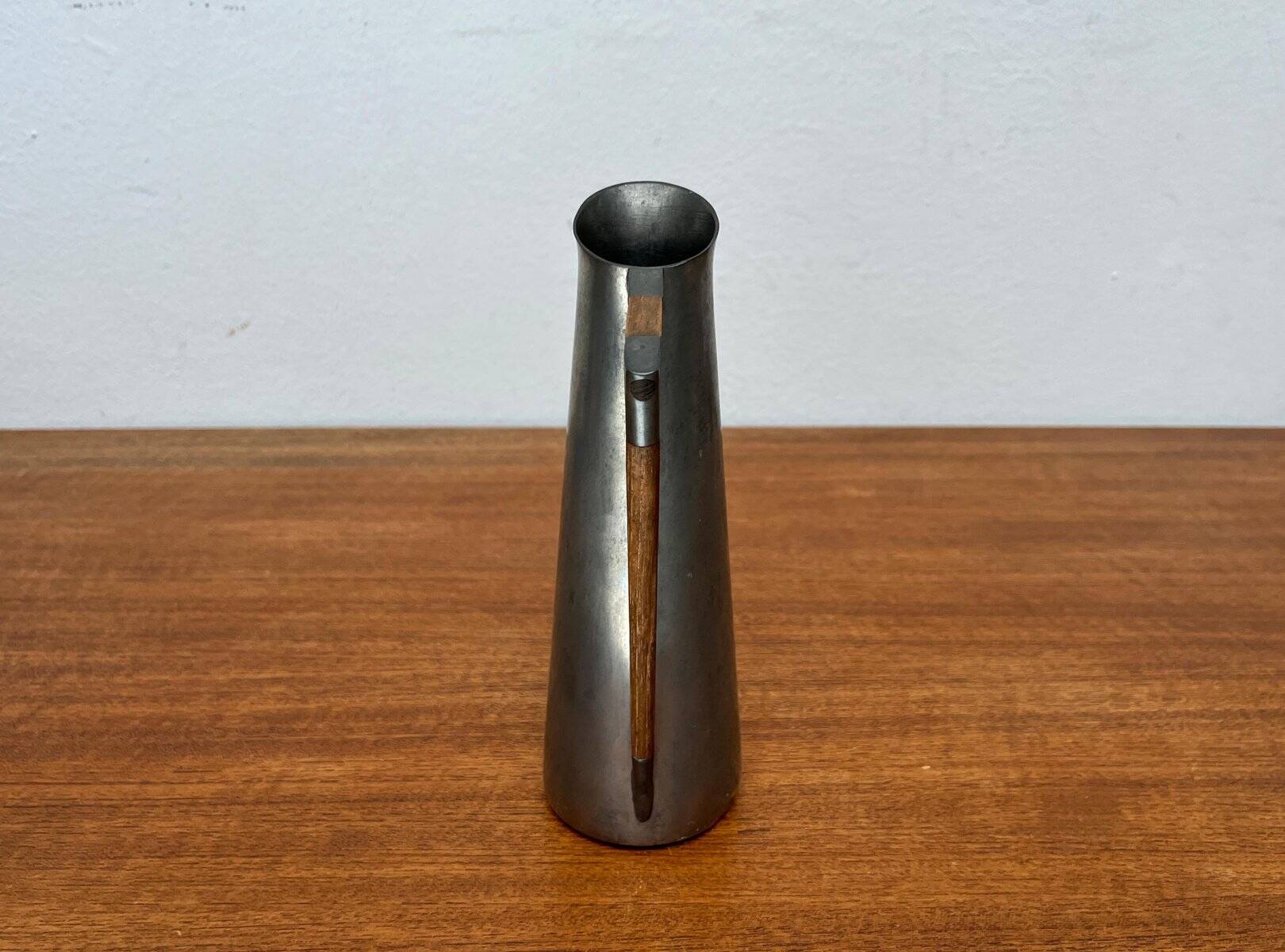 Mid-Century Pewter Carafe Vase with Teak Handle by K.M.D. Tiel Royal Holland Pewter, 1960s