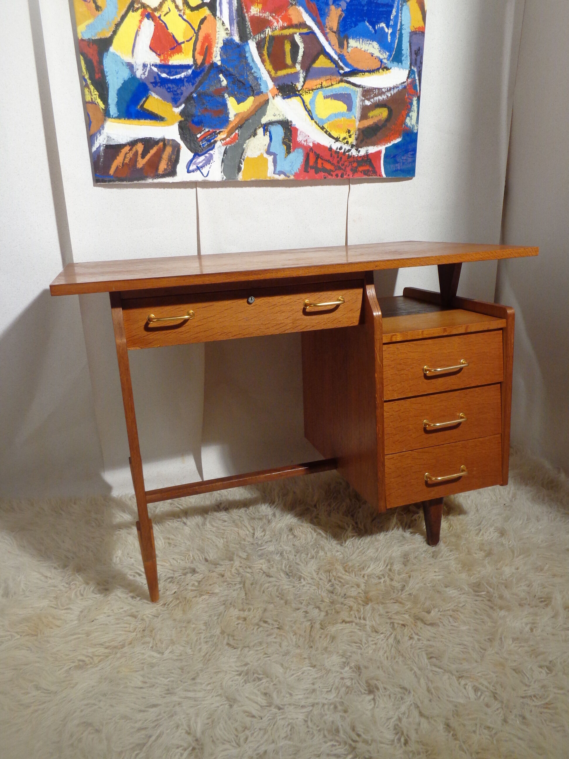 Vintage desk of the 1950s in light wood