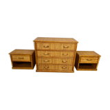 Dresser and rattan bedside tables