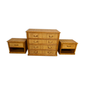 Dresser and rattan bedside tables