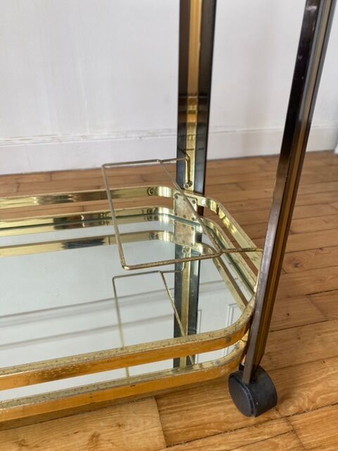 Gold metal dessert and smoked glass