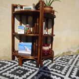 Rattan and bamboo bedside tables, both.