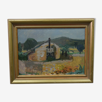 Peinture moderne suédoise, années 1960, huile sur toile
