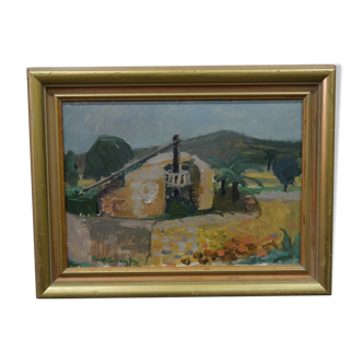 Peinture moderne suédoise, années 1960, huile sur toile