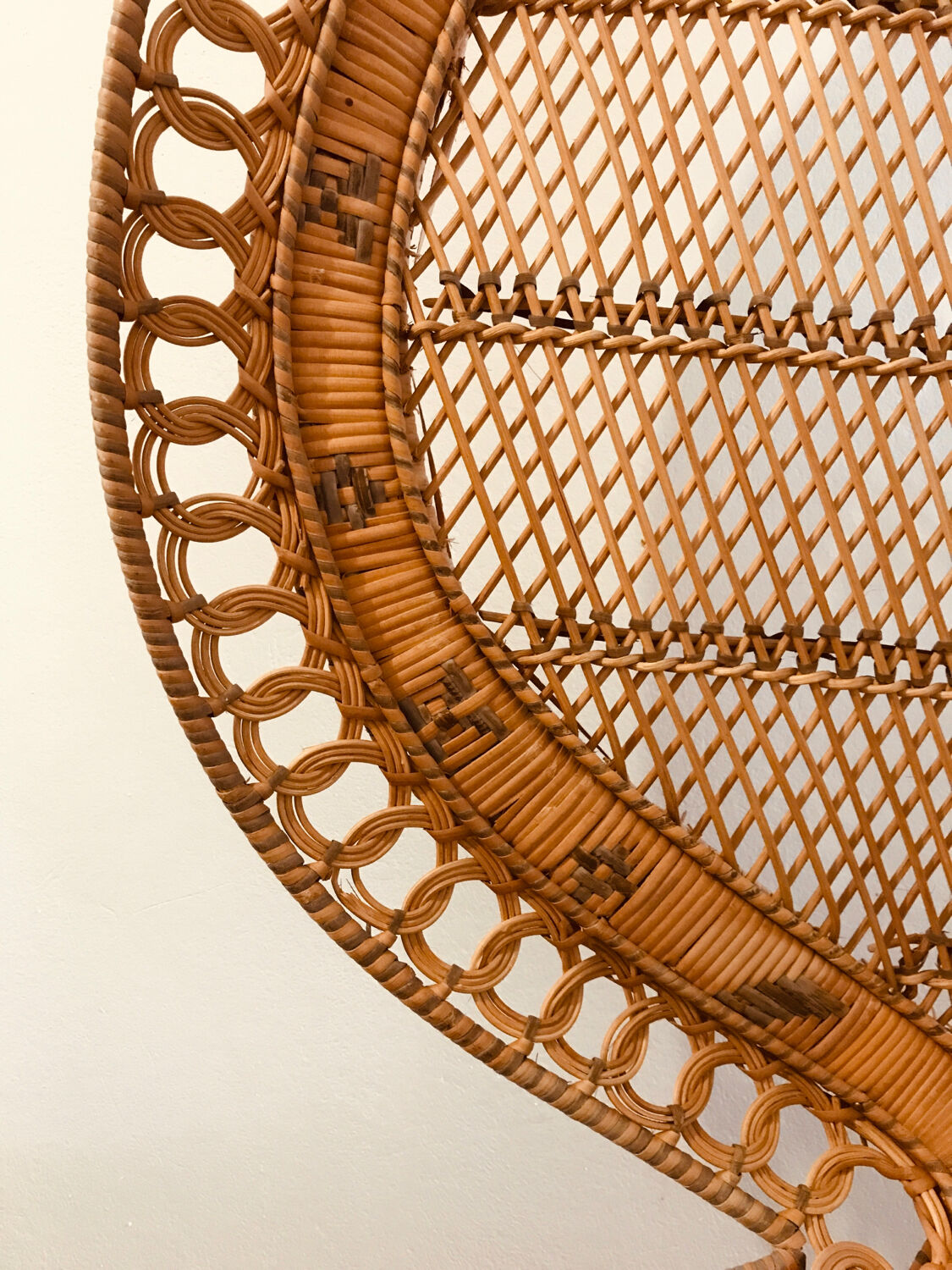 Mid-Century Oriental Peacock Chair in Straw, 1970s