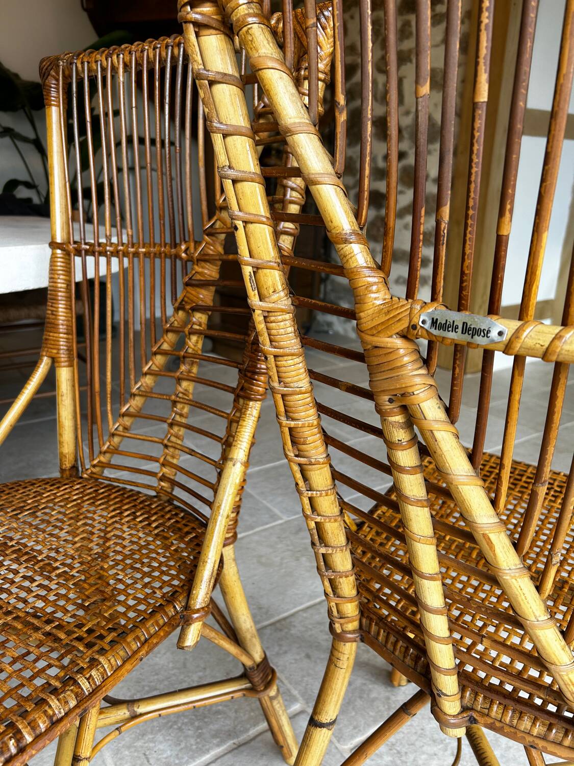 Paire de chaises en rotin années 50/60