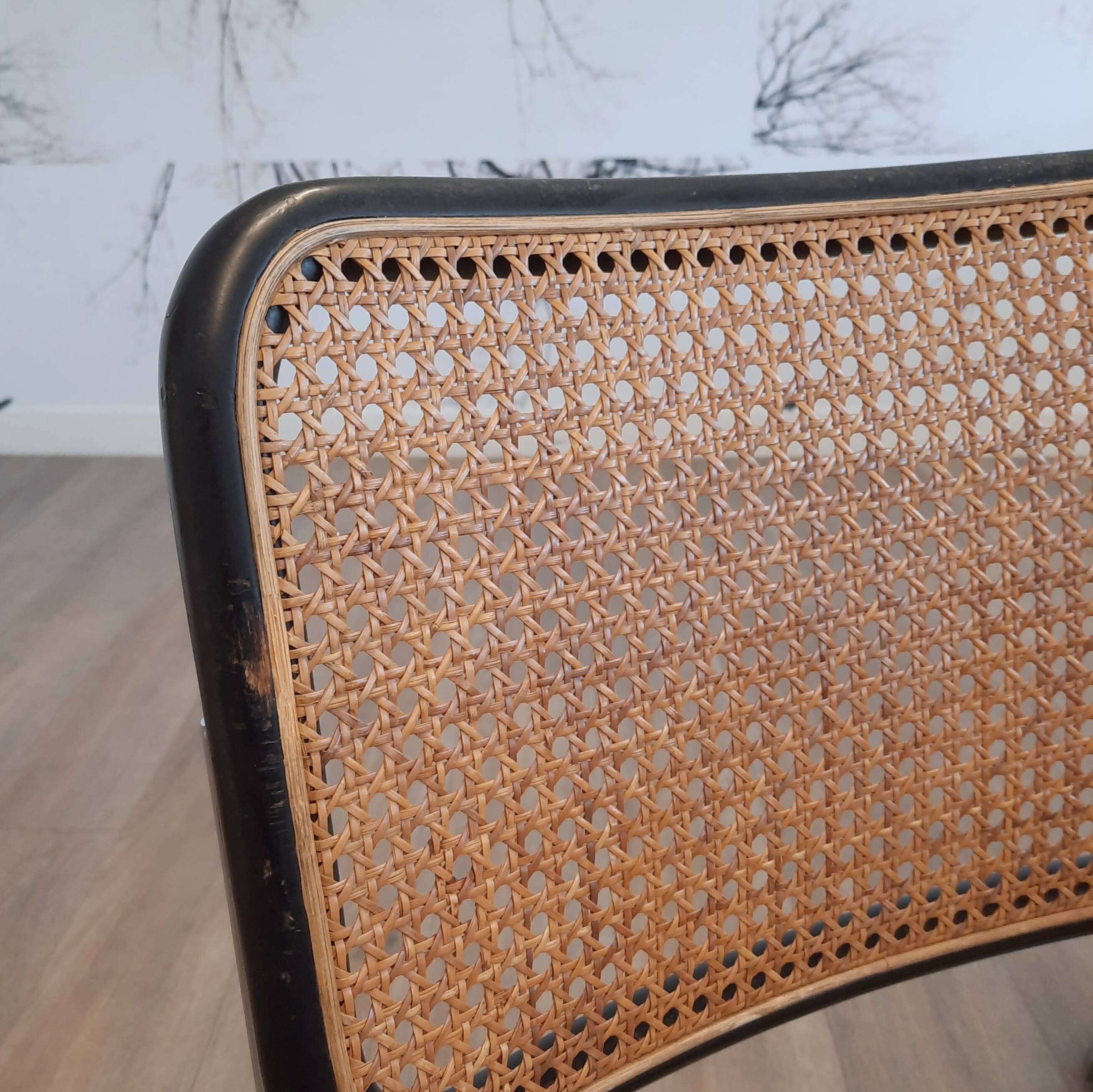 Set of 6 black S32 / S64 chairs by Marcel Breuer for Thonet, 1977