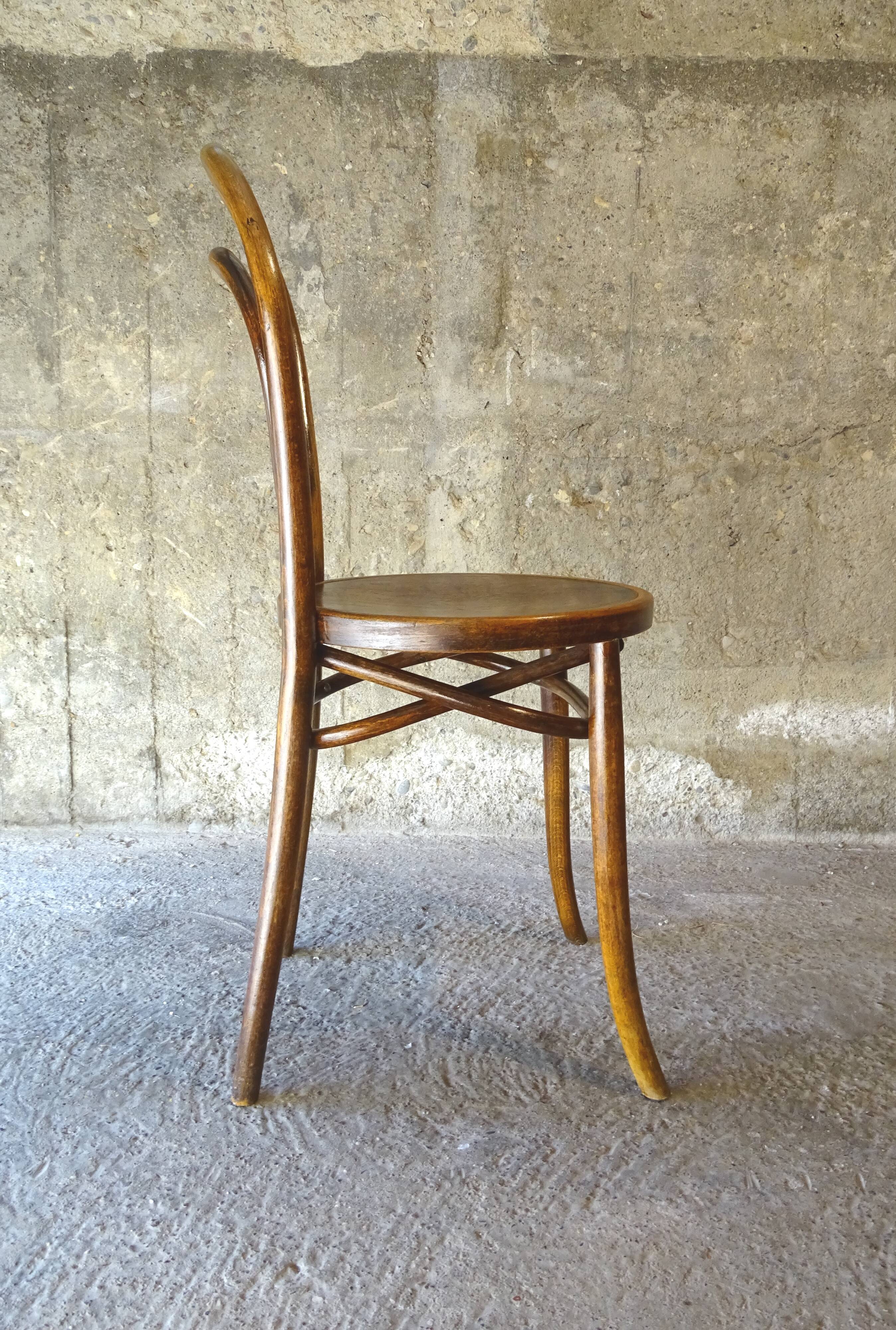 Bistro chair N° 14 wooden seat by Cambier around 1910