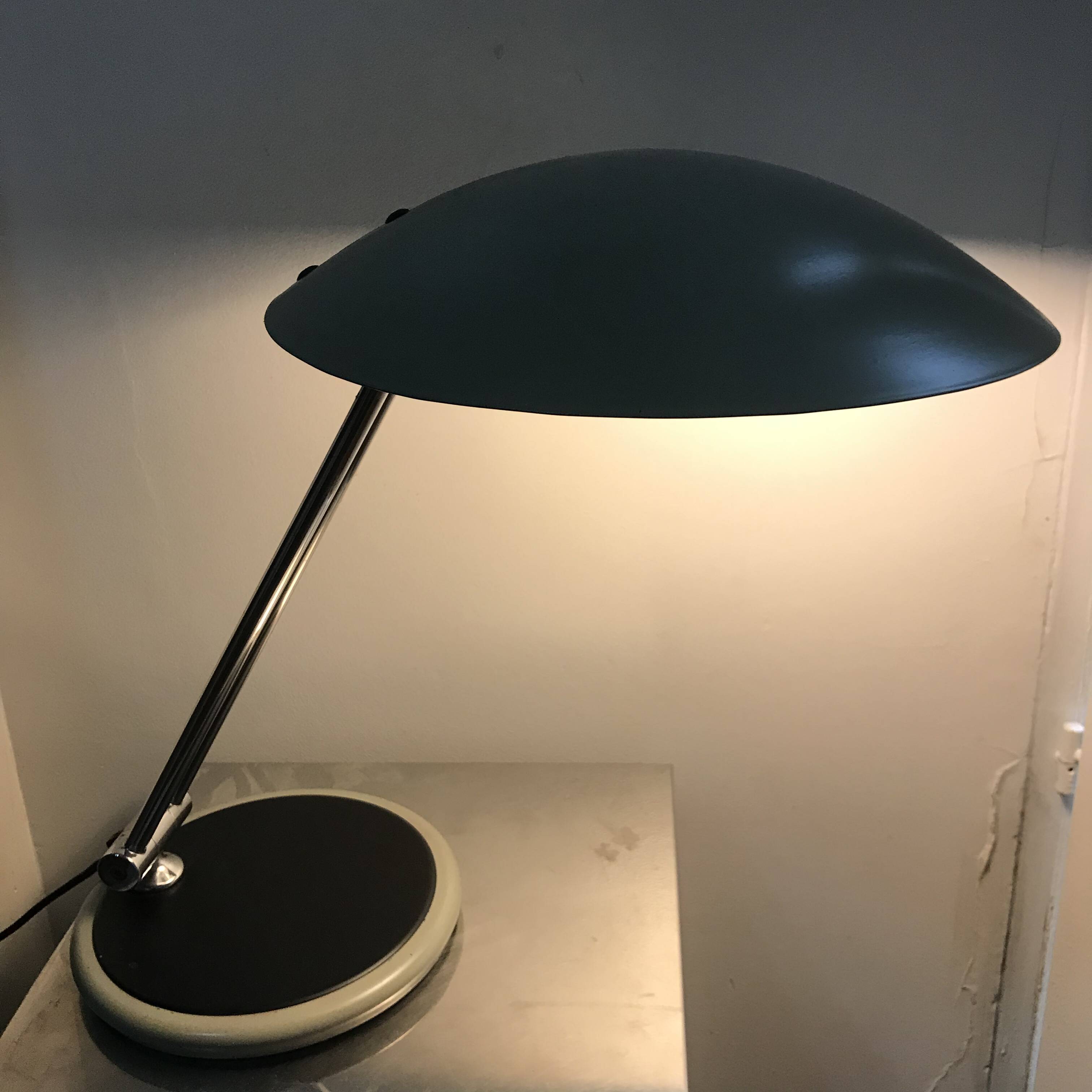 Vintage Desk Lamp • Saucer • Aluminor • Space Age • 1960