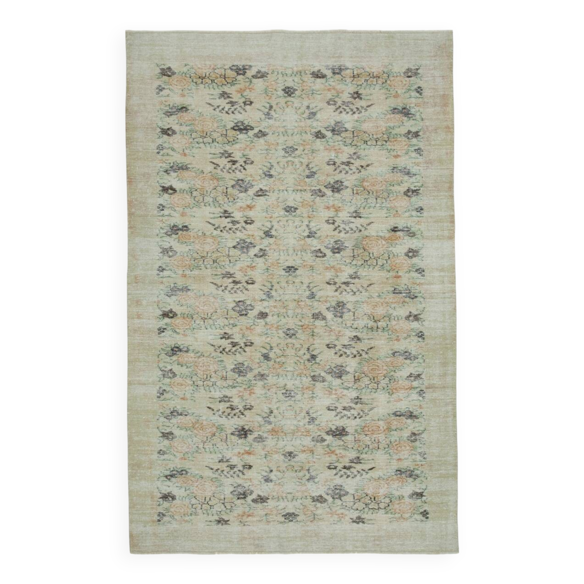 Vintage Turkish Hand Knotted Beige Rug 190cm x 302cm
