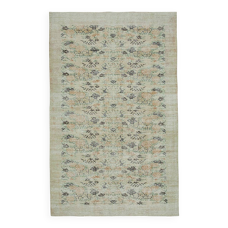 Tapis beige turc vintage noué à la main 190 cm x 302 cm