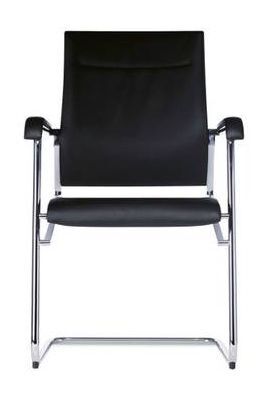 Fauteuil modèle sito.chrome, garni de cuir noir édition wilkhan