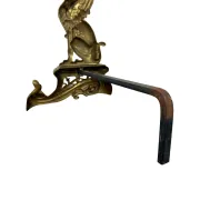 Pair of Antique Art Nouveau Brass Griffin Andirons