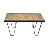 Industrial coffee table metal and solid wood