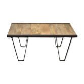 Industrial coffee table metal and solid wood