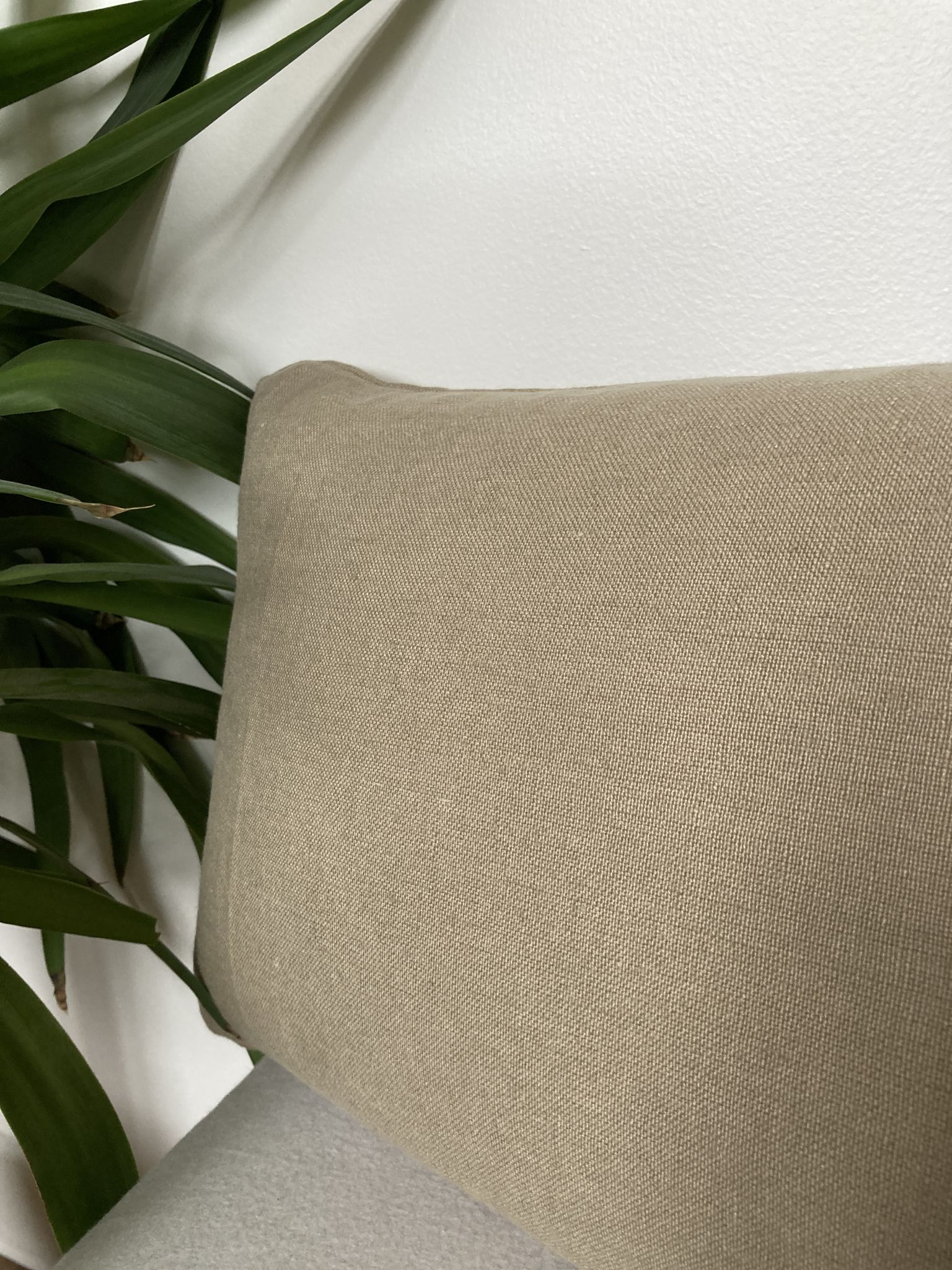 Plain beige linen cushion