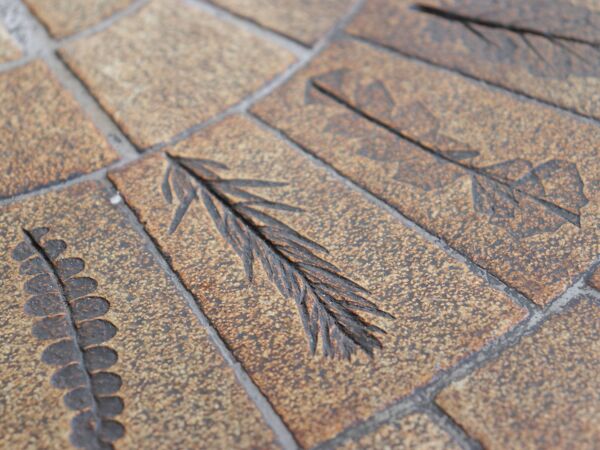 Table basse ronde en bois et céramique par Roger Capron, modèle herbier/garrigue, années 60/70