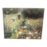 Dlg Renoir - Woman with a Parasol in the Garden - Oil painting on