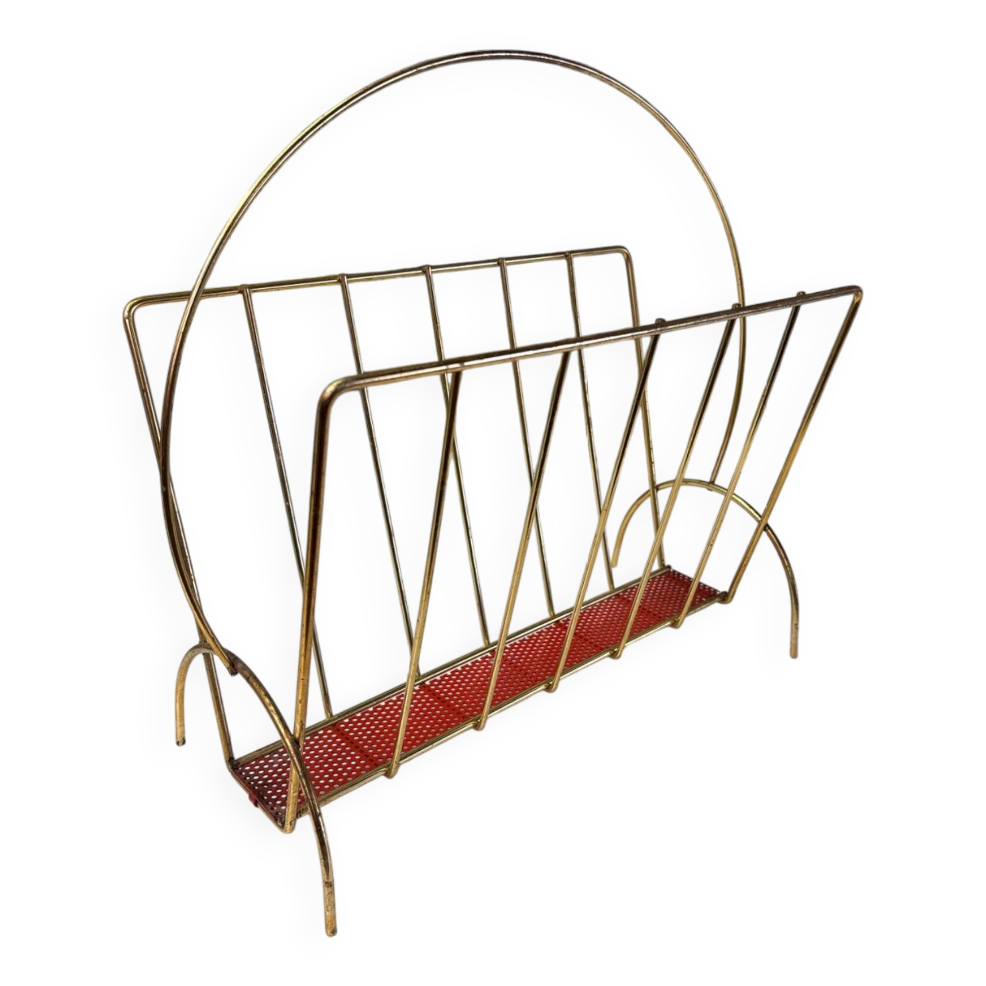 Vintage gold metal magazine rack